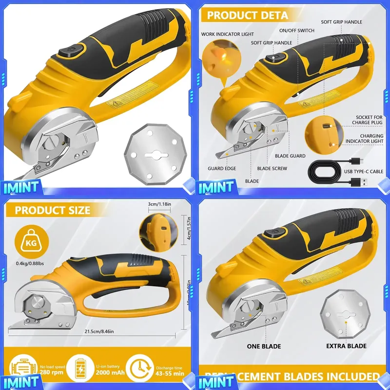 Rotary Cutter Fabric - 2000mAh Cordless Electric Scissors Rotary Cutter