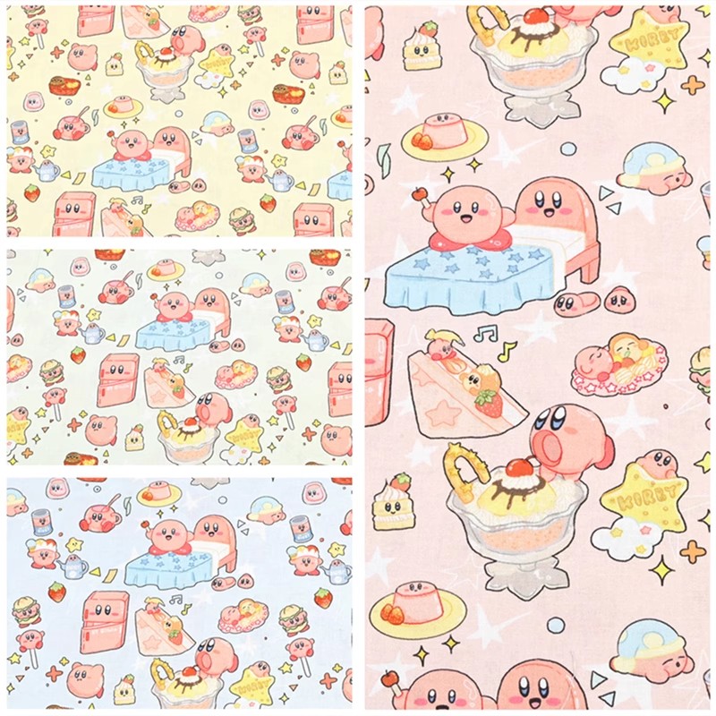 Textile And Sewing Materials - Cartoon Kirby 100 Cotton Fabric Sewing