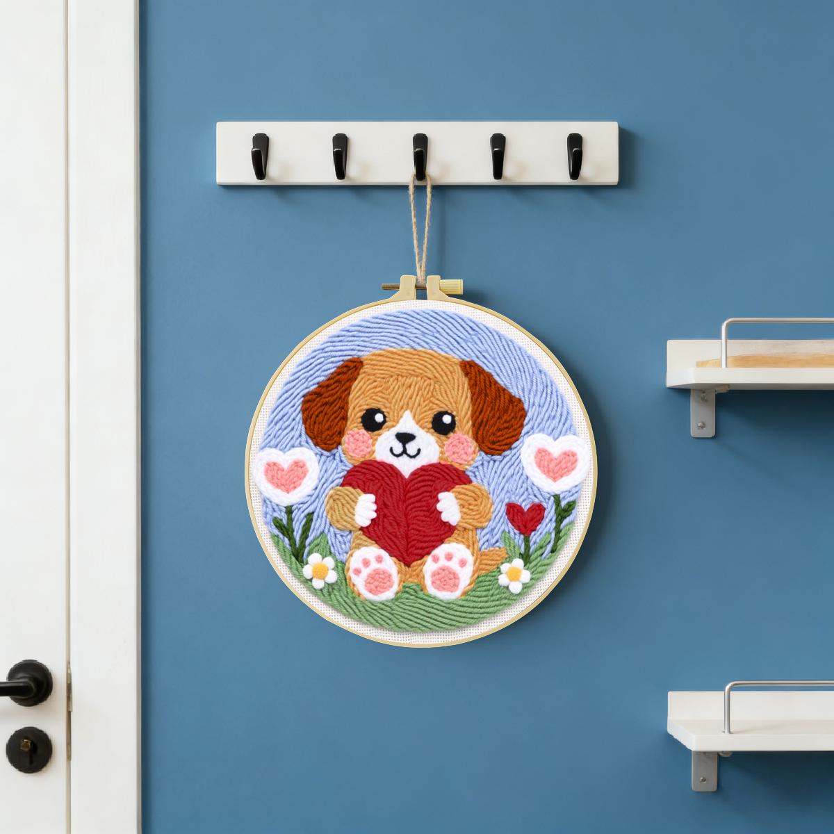 20X20CM/7.87inch Dog Punch Nee - Sewing Textile Art ulasan dan harga