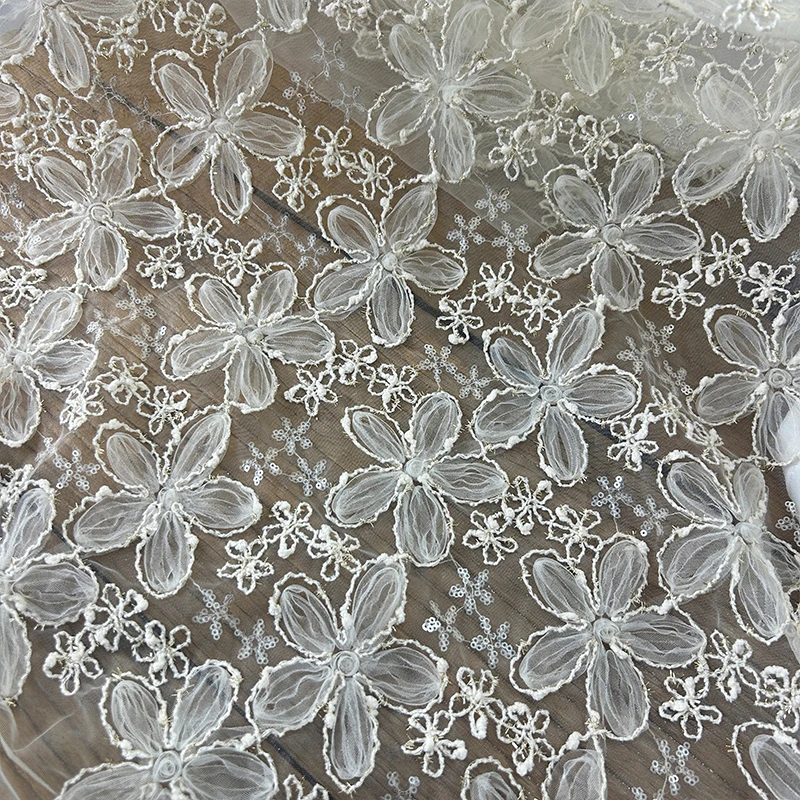 3D Embroidered Sequin Mesh Fab - Textiles Sewing Techniques ulasan dan harga