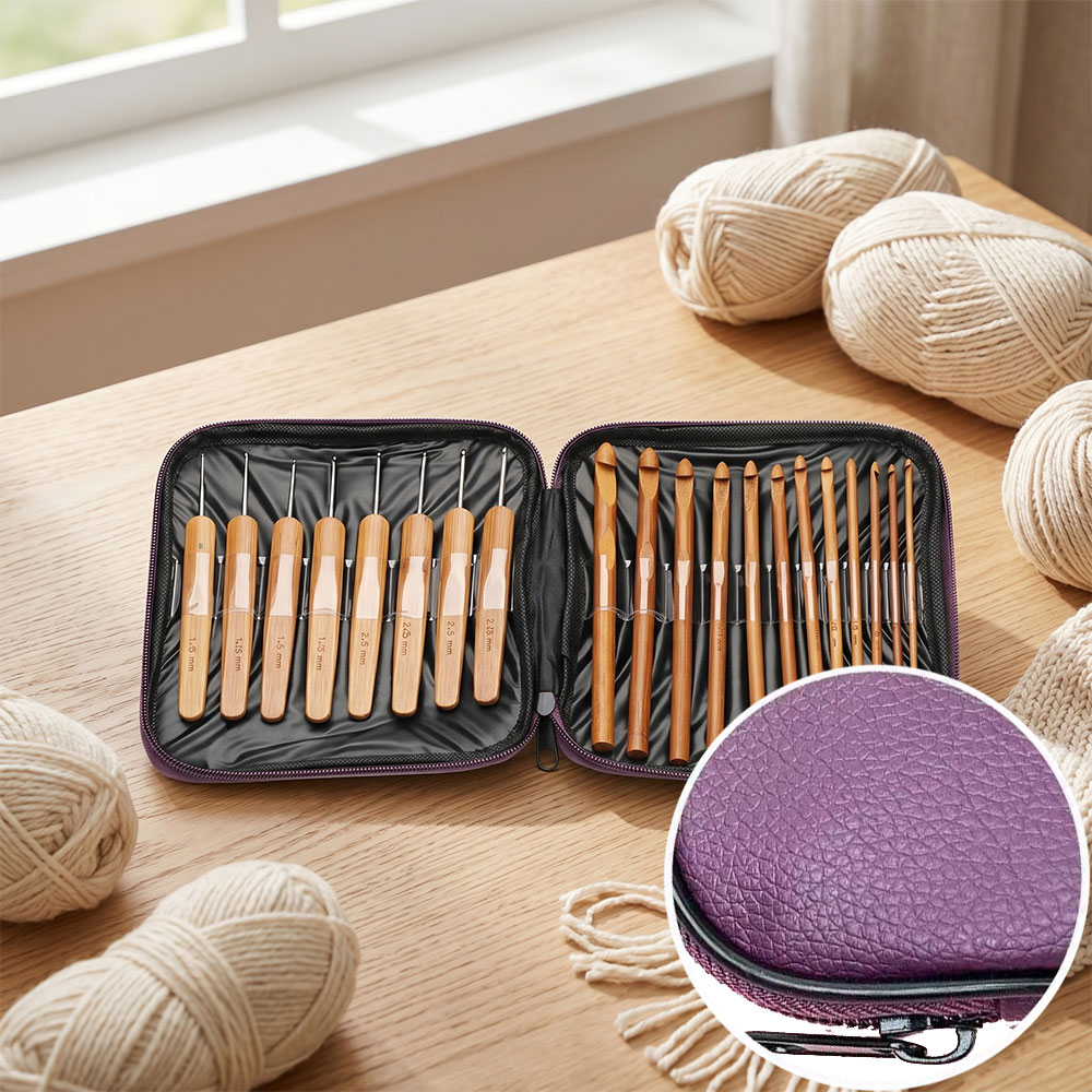 74pcs Bamboo Crochet Hooks Set - Sewing Necessities ulasan dan harga