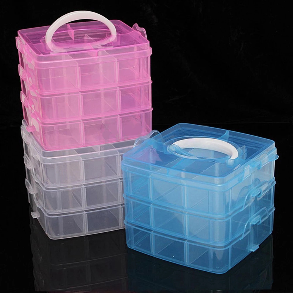 3 Layers 18 Compartments Plast - Bobbin Organizer Box ulasan dan harga