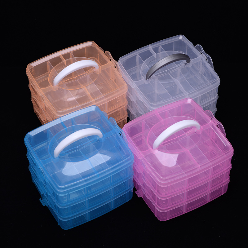 3 Layers 18 Compartments Plast - Bobbin Organizer Box ulasan dan harga