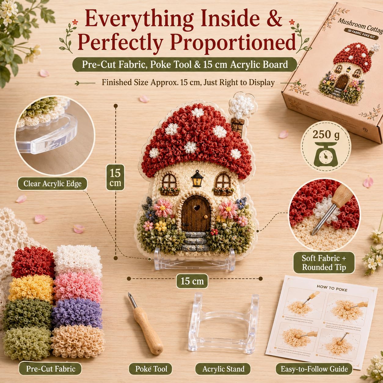 DIY 3D Fabric Poke Art Kit Whi - Sewing Textile Art ulasan dan harga