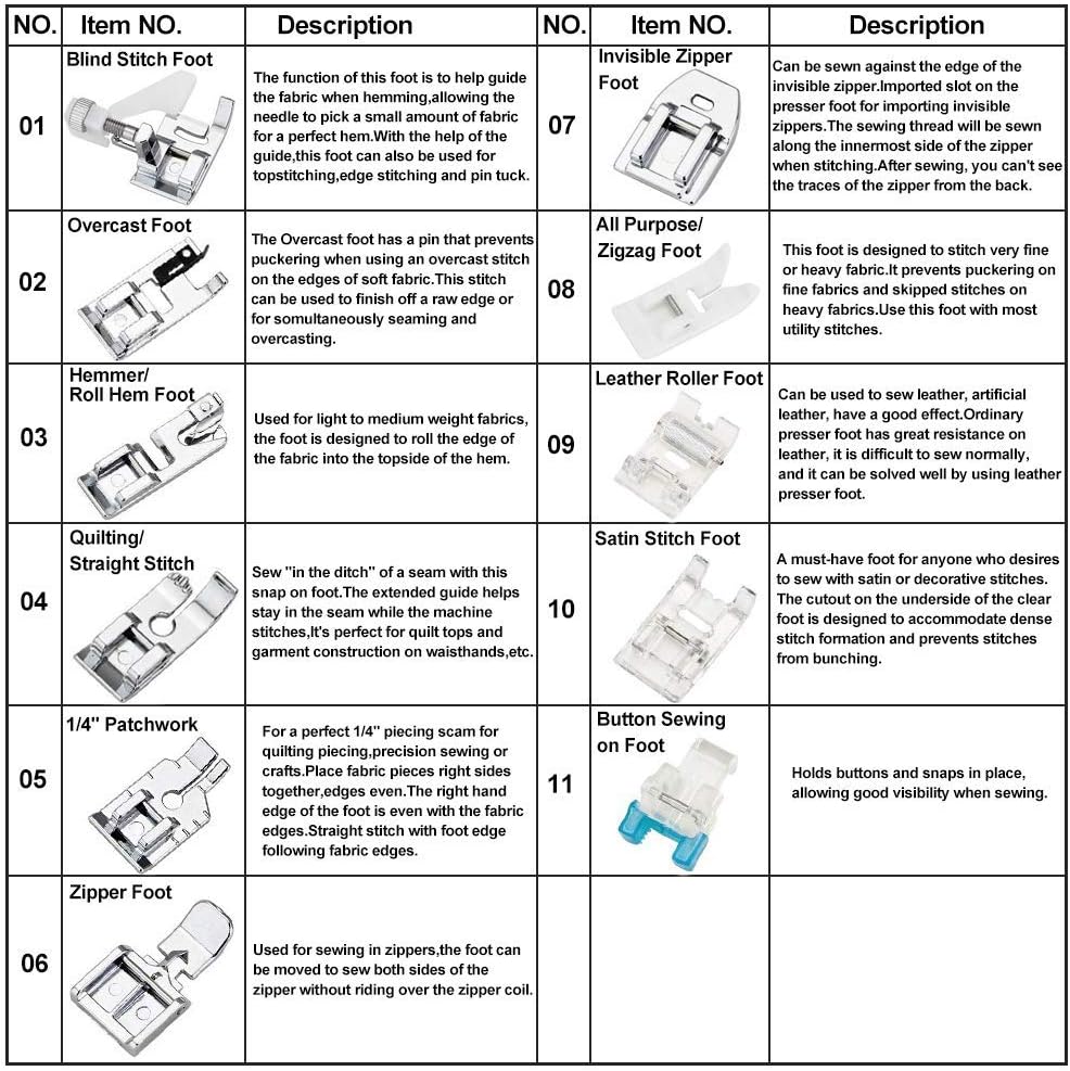 11Pcs Presser Feet Set - Walki - Sewing Expert ulasan dan harga