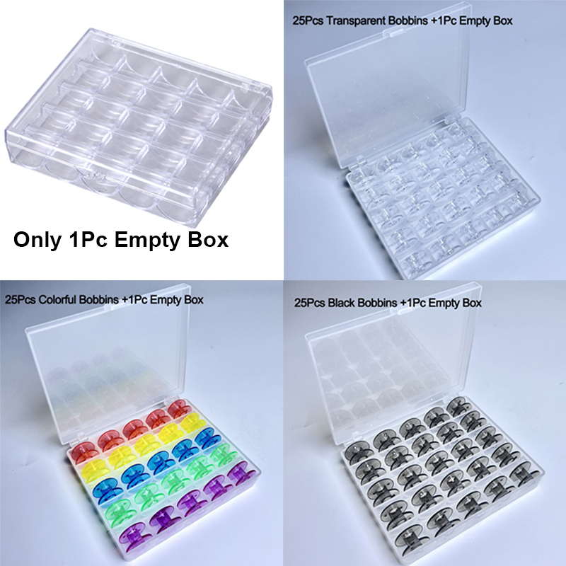 1pc 25 Spools Empty Bobbins St - Bobbin Organizer Box ulasan dan harga