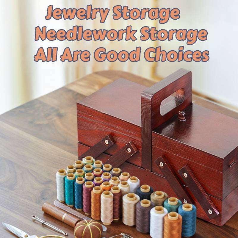 Portable Foldable Wooden Sewin - Bobbin Organizer Box ulasan dan harga