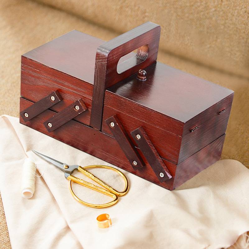 Portable Foldable Wooden Sewin - Bobbin Organizer Box ulasan dan harga