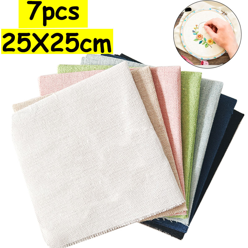 7-Piece Set of 25* 25cm Linen  - Sewing Textile Art ulasan dan harga