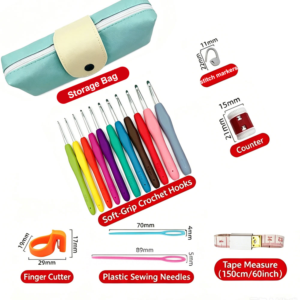 37pcs Crochet Hooks Kits with  - Sewing Necessities ulasan dan harga